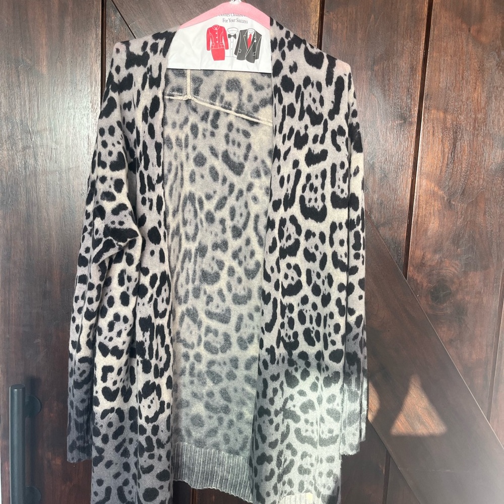 360 Cashmere Black and White Cardigan Sweater